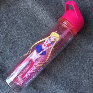 New! Sailor Moon Pink Glitter Water Bottle